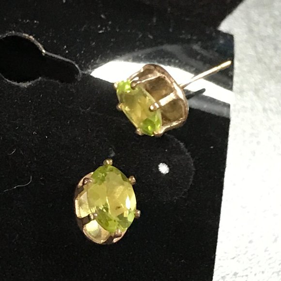 Sterling Silver Peridot Post Earrings - Picture 3 of 16